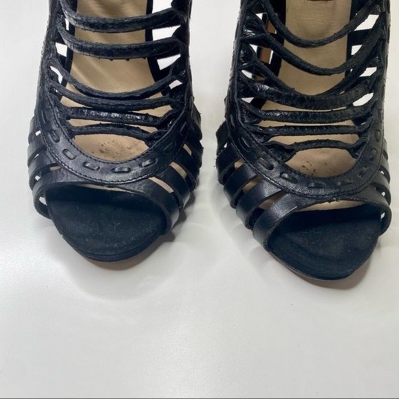 Jimmy Choo Black Leather Caged Heels - Picture 4 of 11